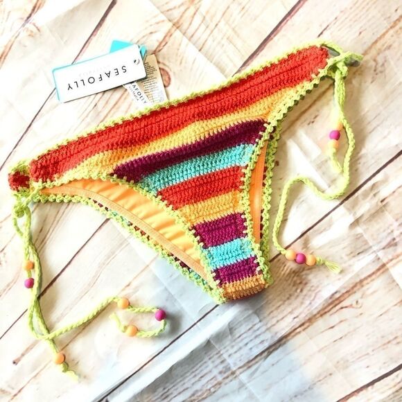 Nwt Seafolly Caribbean Kool Tie side Brazilian - Picture 3 of 6